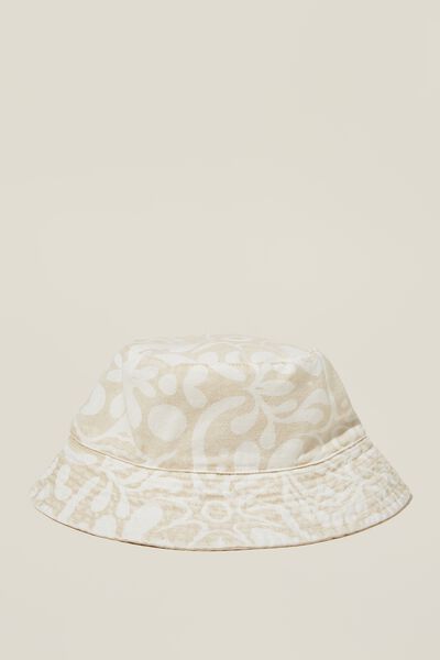 Billie Bucket Hat, CORAL REEF YARDAGE/ECRU