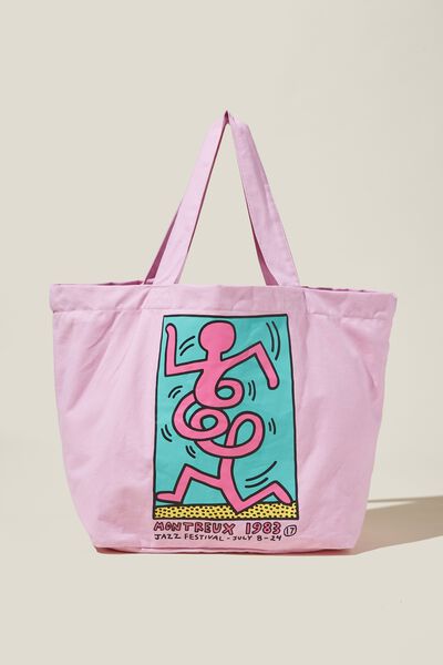 Canvas Tote Bag, LCN KEI KEITH HARING/MONTREUX LILAC