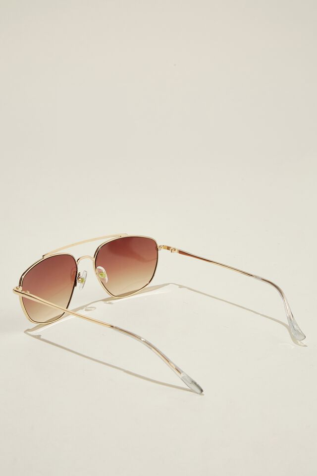 Sam Metal Aviator Sunglasses, GOLD/BROWN