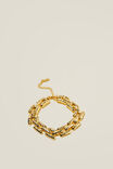 Pulseira - Single Bracelet, GOLD PLATED HAMMERED LINK CHAIN - vista alternativa 1