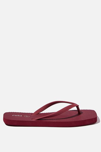 The Rubi Square Toe Flip Flop, SOLID RASPBERRY