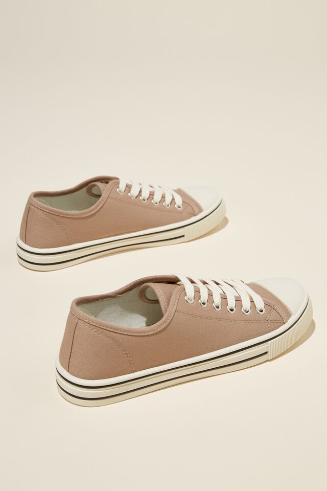 Harlow Lace Up Plimsoll, LATTE