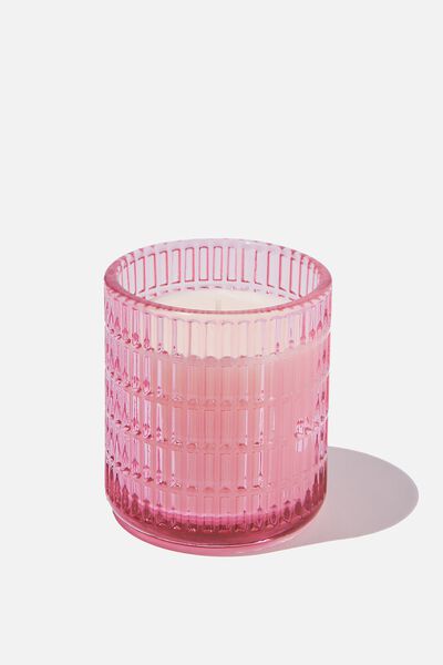 Maya Etched Glass Candle, RETRO PINK