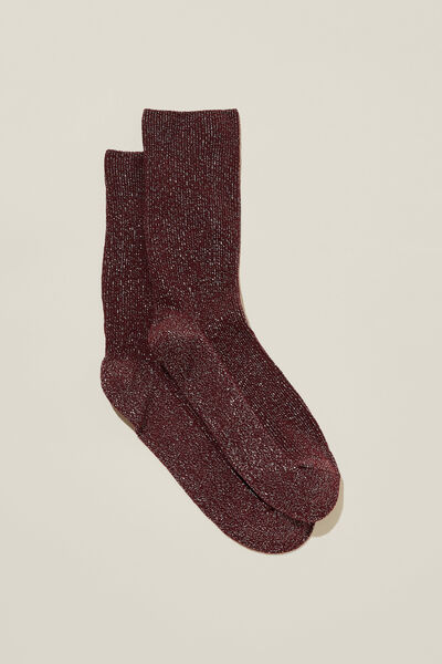 Meias - Lurex Fine Ribbed Sock, SANGRIA
