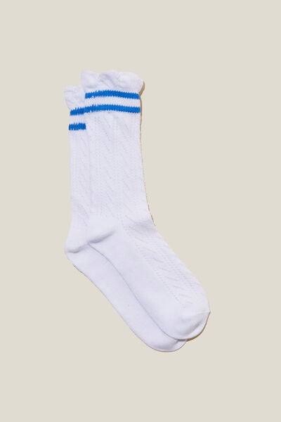 Sporty Femme Sports Sock, WHITE/BLUE STRIPE