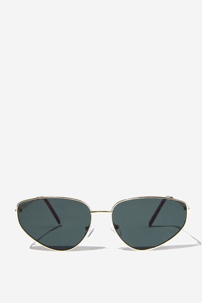 Katy Cateye Metal Sunglasses, GOLD/GREEN