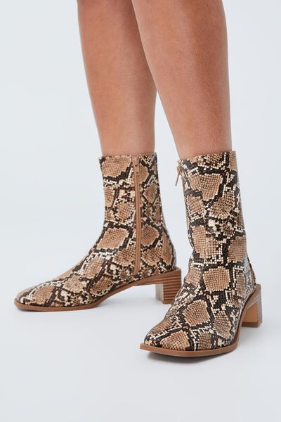 Andie Square Toe Boot, FAUX SNAKE PRINT PU