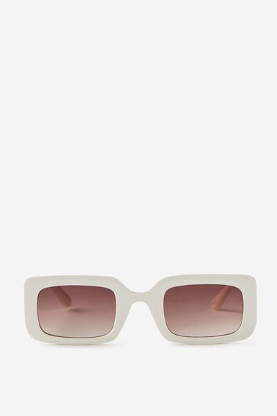 Heidi Rectangle Sunglasses, ECRU