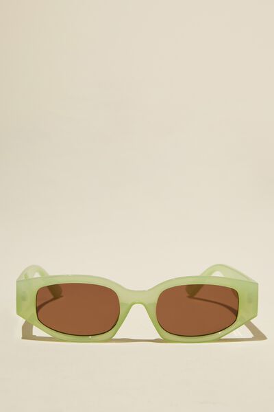 Sophie Angular Sunglasses, LIME GREEN