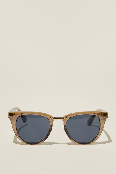 Easton Round Wayfarer Sunglasses, CHARCOAL/GOLD