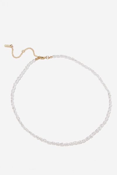 Premium Beaded Necklace Gold Plated, GOLD PLATED PEARL