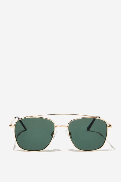 Elle Metal Aviator Sunglasses, GOLD/DARK GREEN