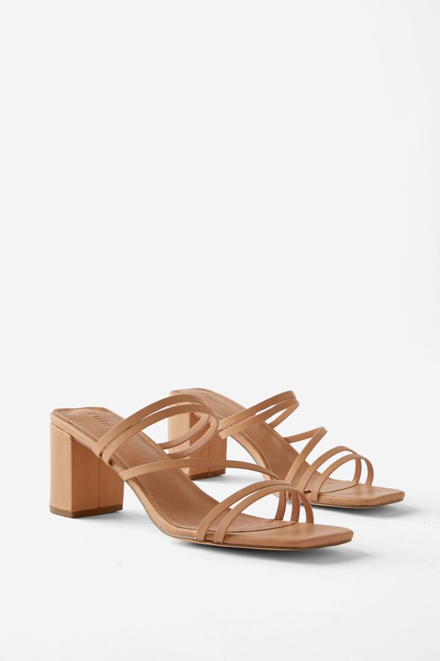 Eden Strappy Block Heel Mule, CAMEL SMOOTH