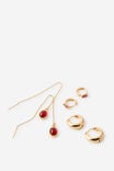 Select Colour: GOLD BURGUNDY DROP THREADER