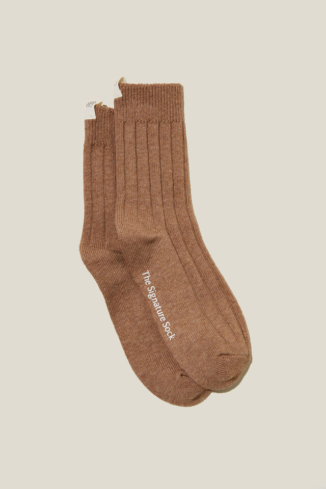 The Signature Crew Sock, MID TAUPE MARLE