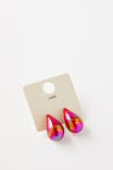 Small Charm Earring, UP RED METALLIC TEARDROP - alternate image 1