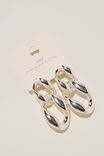 Mid Charm Earring, SILVER PLATED DOUBLE LINK STUD - alternate image 2