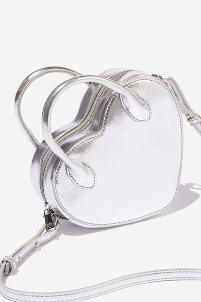 Heart To Heart Crossbody Bag, SILVER CRINKLE