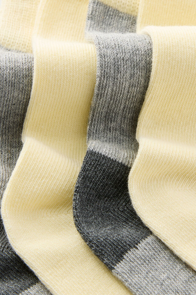2Pk Colour Block Crew Sock, GREY MARLE/VANILLA GLOW