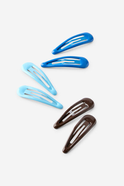 Hair Clips, CHOC/BLUE/COBALT SNAP