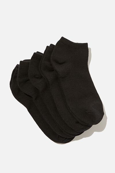 Meias - 5Pk Ankle Sock, BLACK