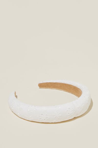 Tiara De Cabelo - Paris Padded Headband, WHITE BROIDERE