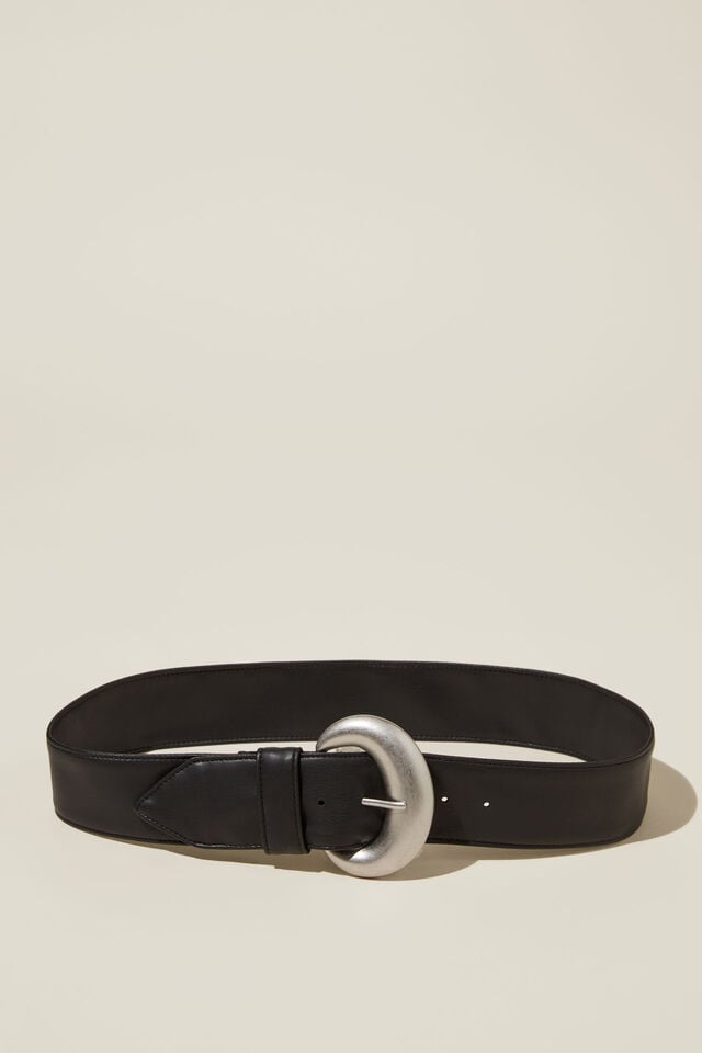 Oversized Soft Belt, BLACK/SILVER