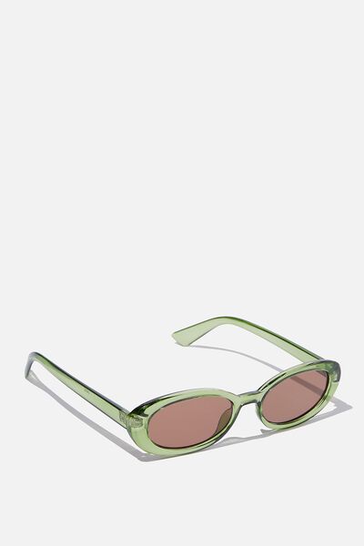 Ophelia Oval Sunglasses, GREEN CRYSTAL