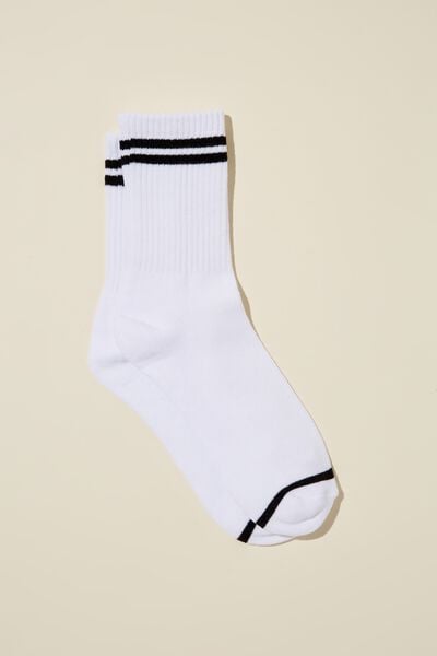 Meias - Club House Crew Sock, WHITE/BLACK STRIPE