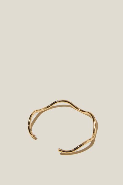 Single Bracelet, GOLD PLATED WAVY CUFF