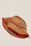 Emme Straw Bucket Hat, RED - alternate image 2