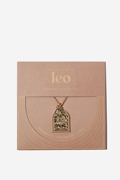 Premium Zodiac Necklace Gold Plated, GOLD PLATED LEO