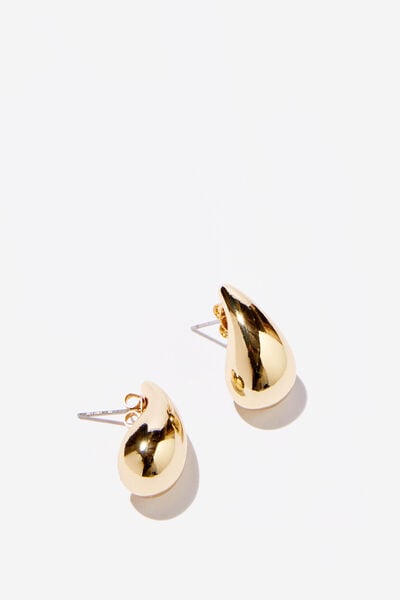 Small Charm Earring, UP GOLD WATERDROP