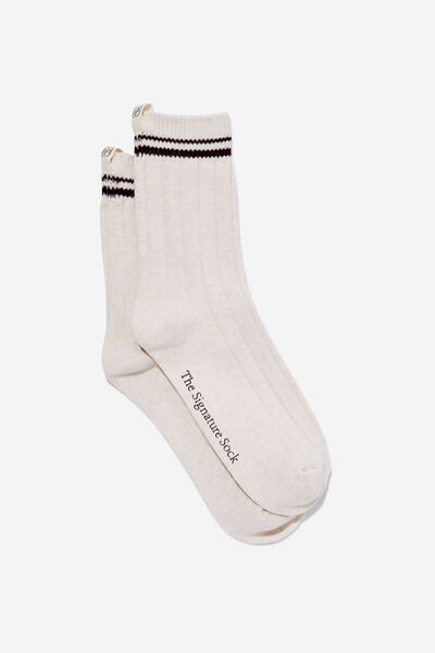 The Signature Crew Sock, COCONUT MARLE STRIPE