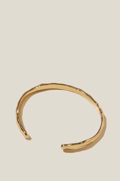 Single Bracelet, GOLD PLATED HAMMERED METAL CUFF