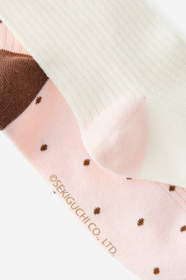 Meias - License Frill Rib Crew Sock 2Pk, LCN MON MONCHHICHI PINK POLKA DOT
