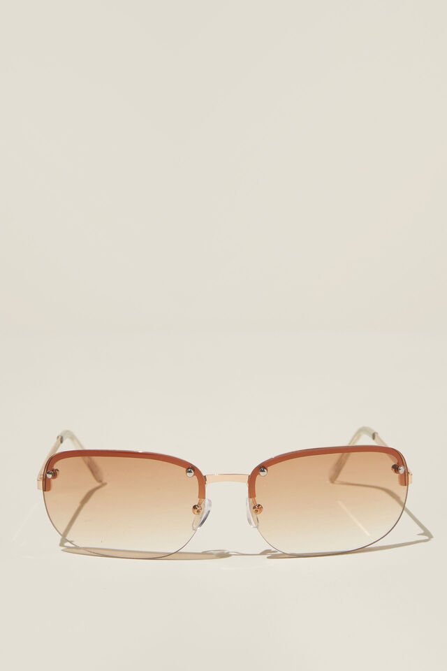 Jay Rimless Sunglasses, GOLD/HONEY