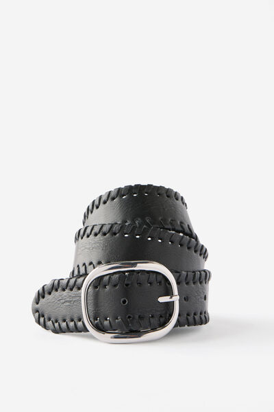 Tessa Belt, WHIPSTITCH/BLACK PU/SILVER