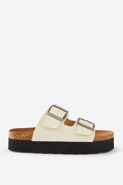 Rex Flatform Buckle Slide, ECRU SMOOTH