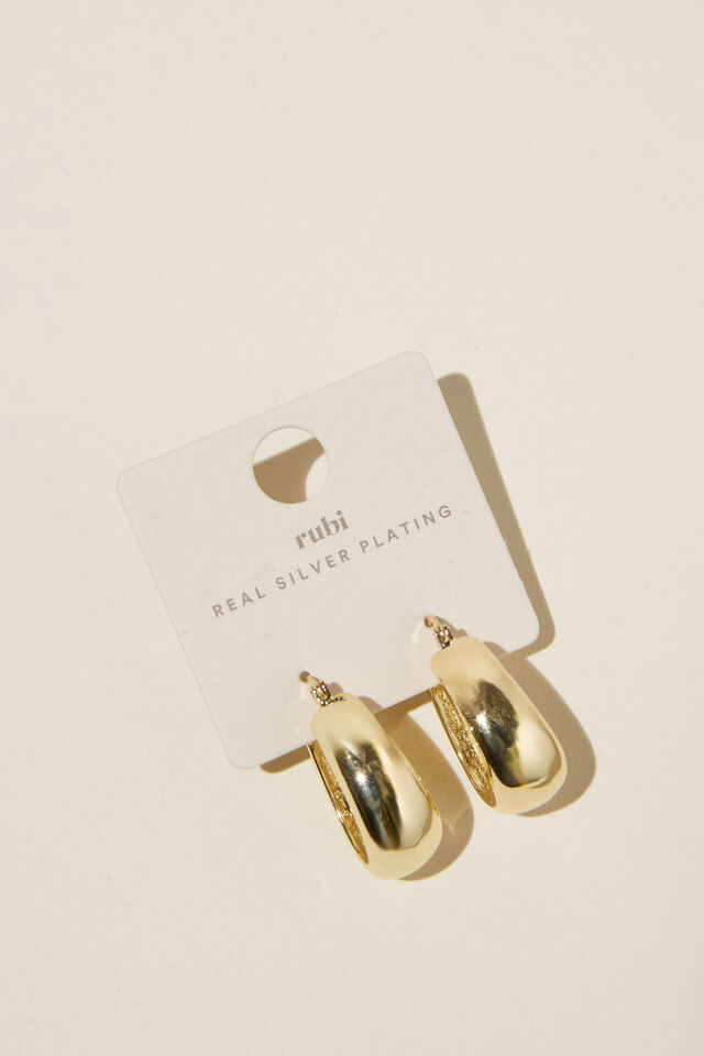 Large Hoop Earring, GOLD PLATED DROPLET HOOP