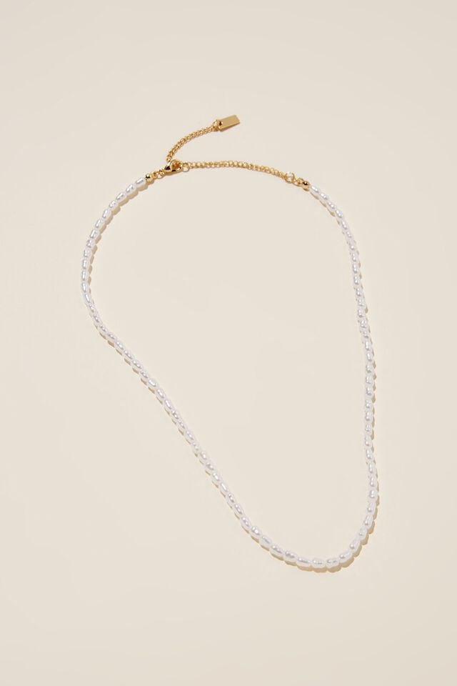 Beaded Necklace, GOLD PLATED PEARL