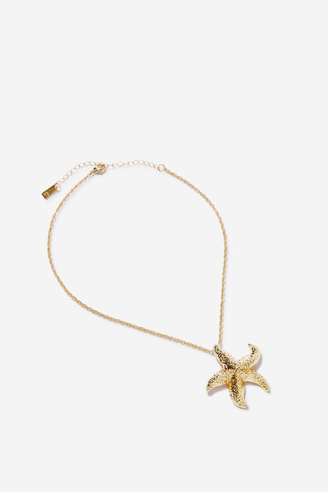 Pendant Necklace, UP STARFISH GOLD