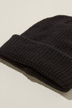 Chunky Knit Beanie, BLACK WAFFLE - alternate image 2