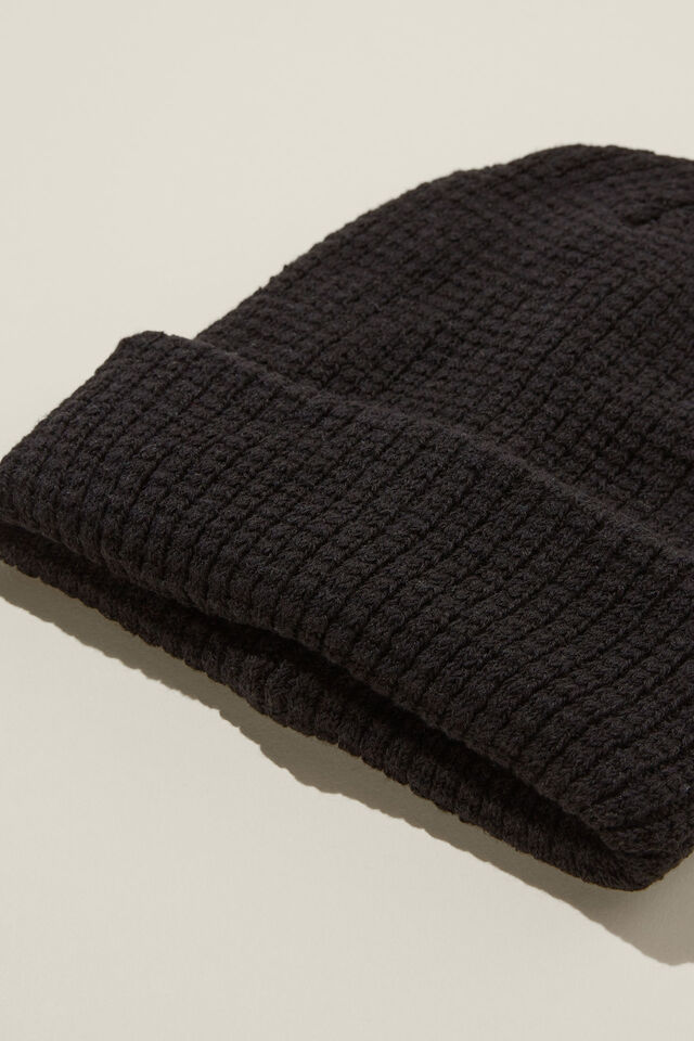 Gorro - Chunky Knit Beanie, BLACK WAFFLE