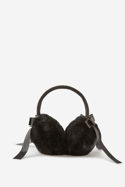 Fluffy Yarn Ear Muffs, BLACK