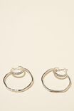 Large Hoop Earring, ANTIQUE STERLING SILVER PLATED DIA SQUIGGLE - alternate image 1
