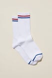 Club House Crew Sock, WHITE/ RED BLUE STRIPE - alternate image 1