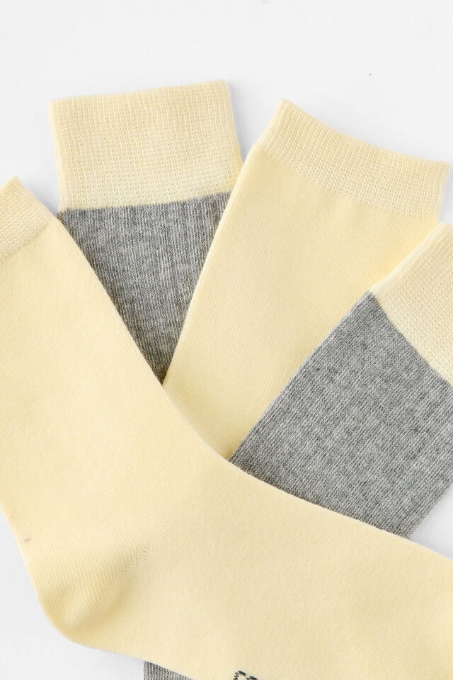 2Pk Colour Block Crew Sock, GREY MARLE/VANILLA GLOW