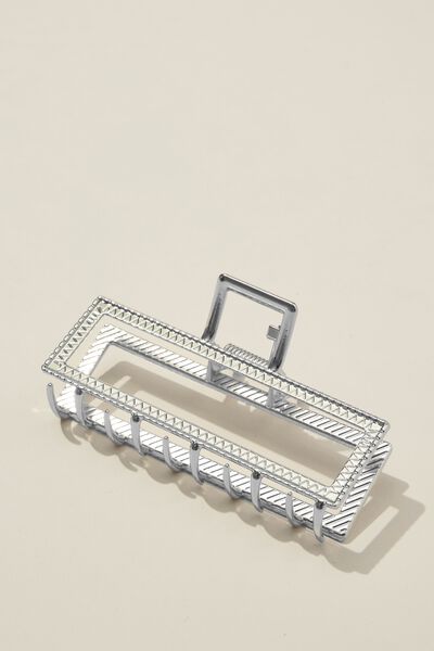 Metal Hair Claw, RECTANGLE SILVER