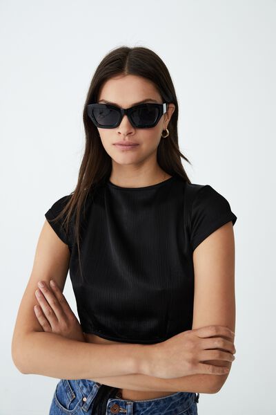 Ciara Cateye Sunglasses, BLACK